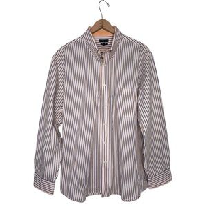 Croft & Barrow Men’s Striped Blue and Yellow Button Down Shirt Size 17.5 34/35